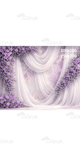 Tło fotograficzne „Lawendowe kwiaty i biała draperia” | 3785